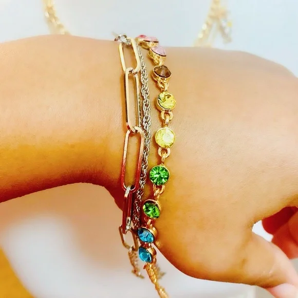 Paperclip Charm Necklace and Bracelet Set - Picture 3 of 10